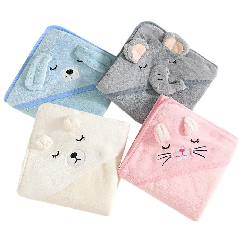 Cute Animal Face Hooded Towel Blanket