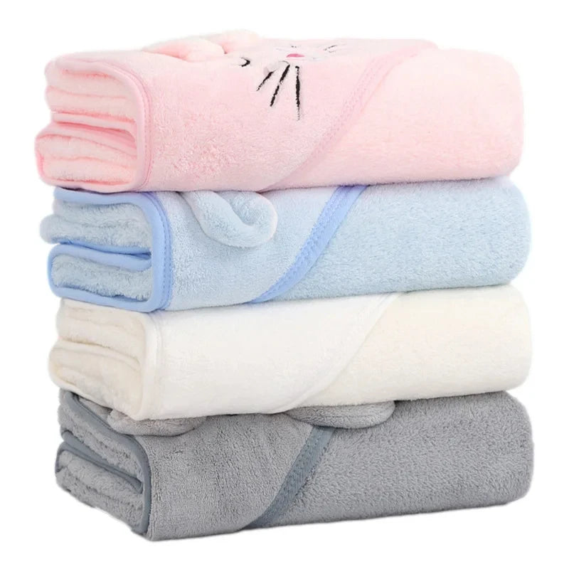 Cute Animal Face Hooded Towel Blanket