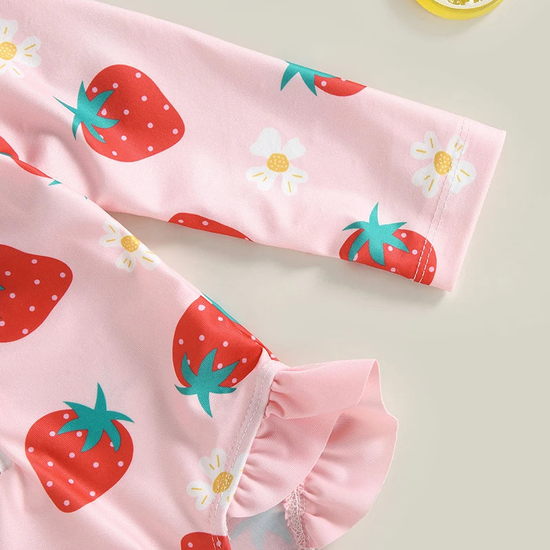 Toddler Girl Strawberry Rash Guard Set