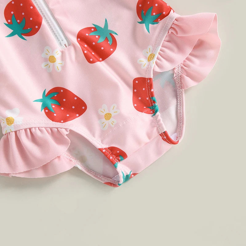 Toddler Girl Strawberry Rash Guard Set