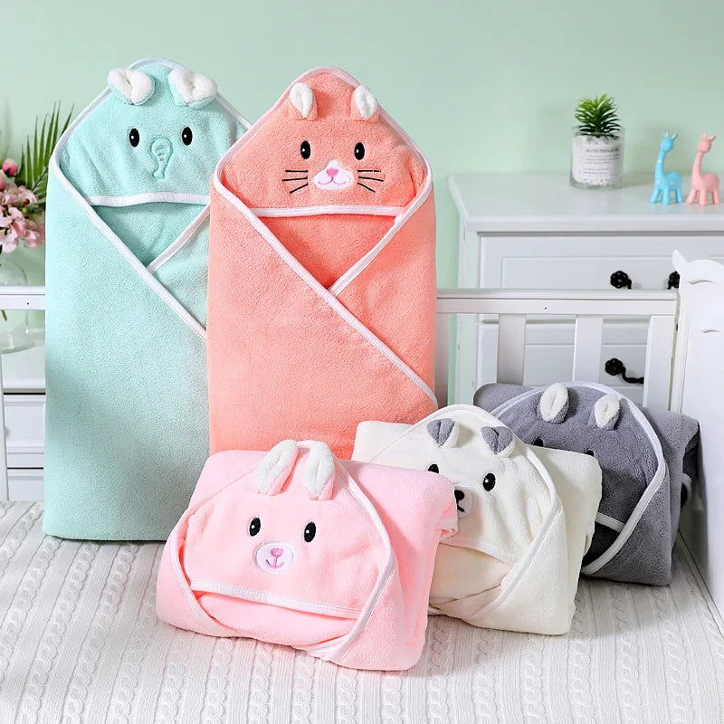 Cute Animal Face Hooded Towel Blanket