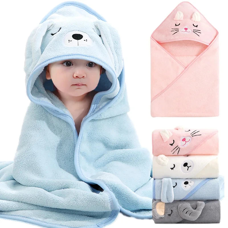 Cute Animal Face Hooded Towel Blanket