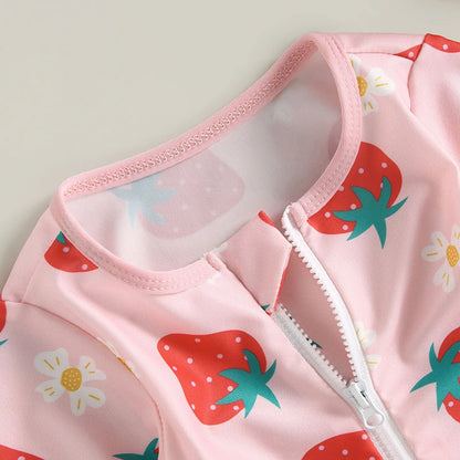 Toddler Girl Strawberry Rash Guard Set