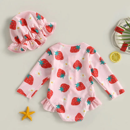 Toddler Girl Strawberry Rash Guard Set